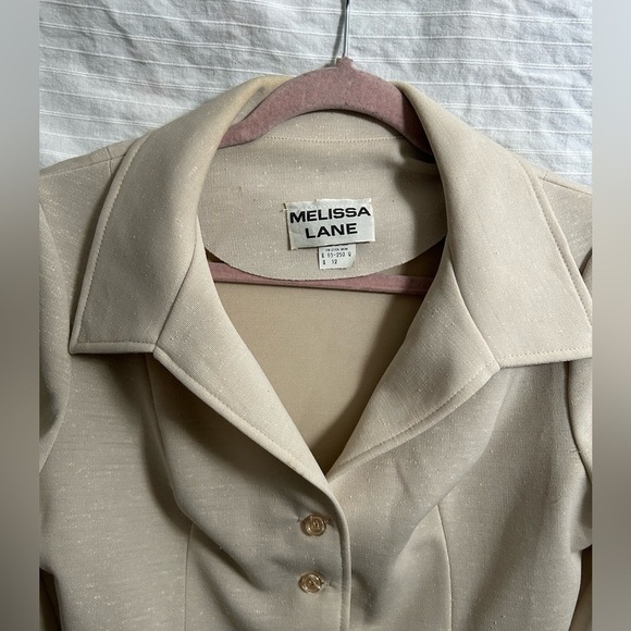 Vintage MELISSA LANE Beige Women’s 4 Button Blazer Jacket Size 12 - Picture 4 of 7